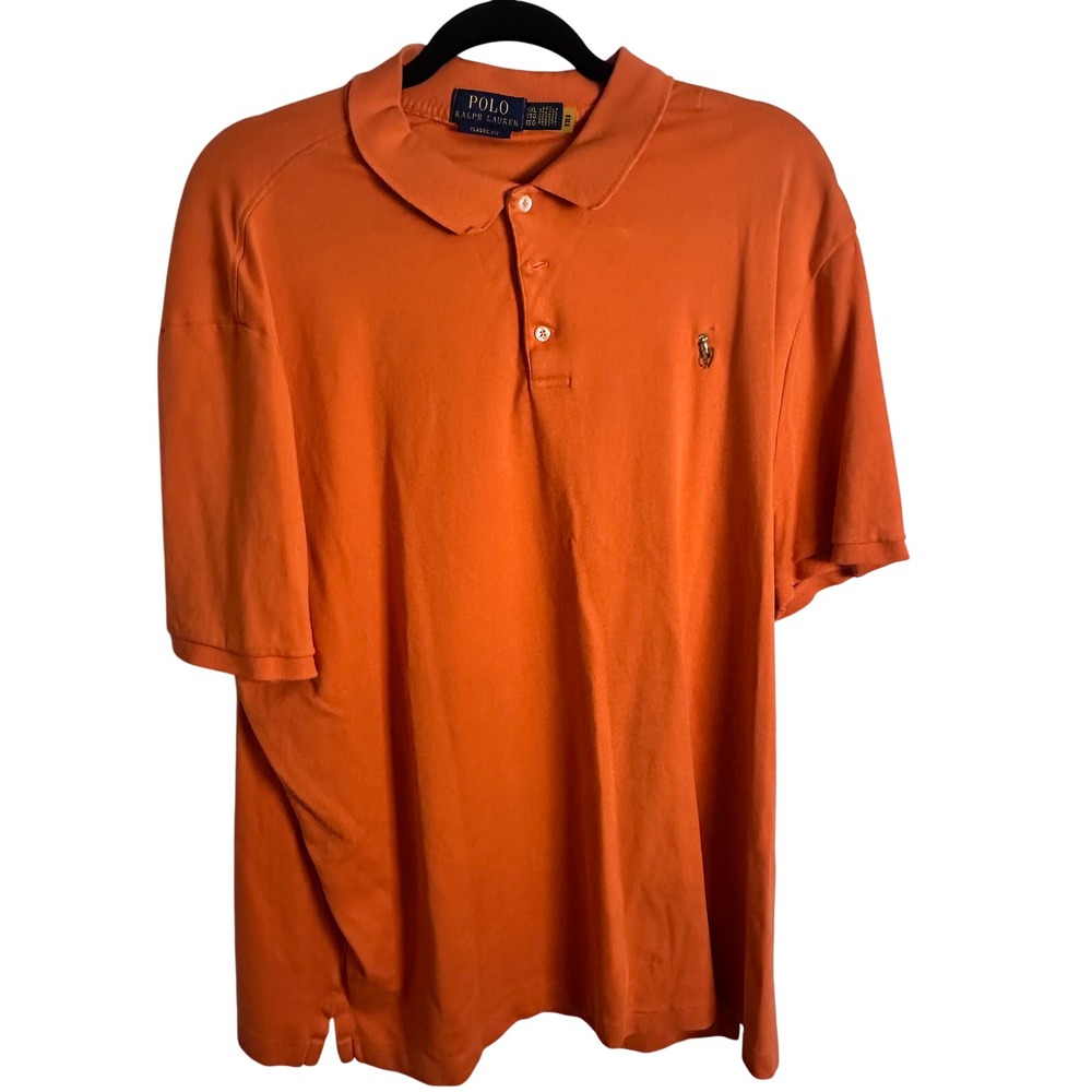 Polo Ralph Lauren Polo Mens XXL Orange Classic Fit Short Sleeve Pony Logo Cotton